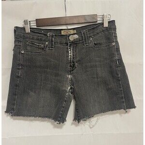 Rock & Republic Jean Shorts Juniors 9/10 Black Distressed Mid Rise 5”